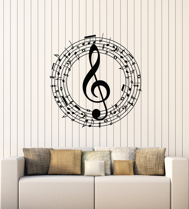 Vinyl Wall Decal Music Musical Melodious Notes Circle Treble Clef Stickers Mural (g2015)