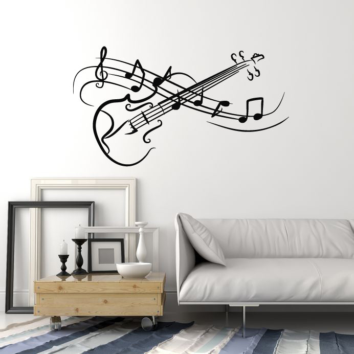 Vinyl Wall Decal Music Notes Violin Abstract Musical Instrument Stickers Mural (g2644)