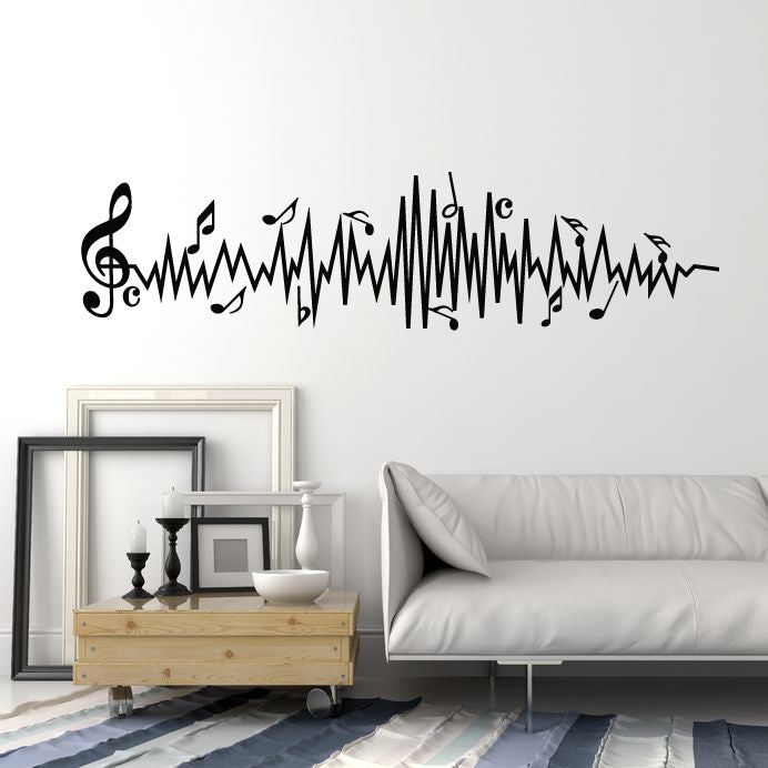 Vinyl Wall Decal Musical Notes Heartbeat Music School Room Decor Stickers Mural (g2655)