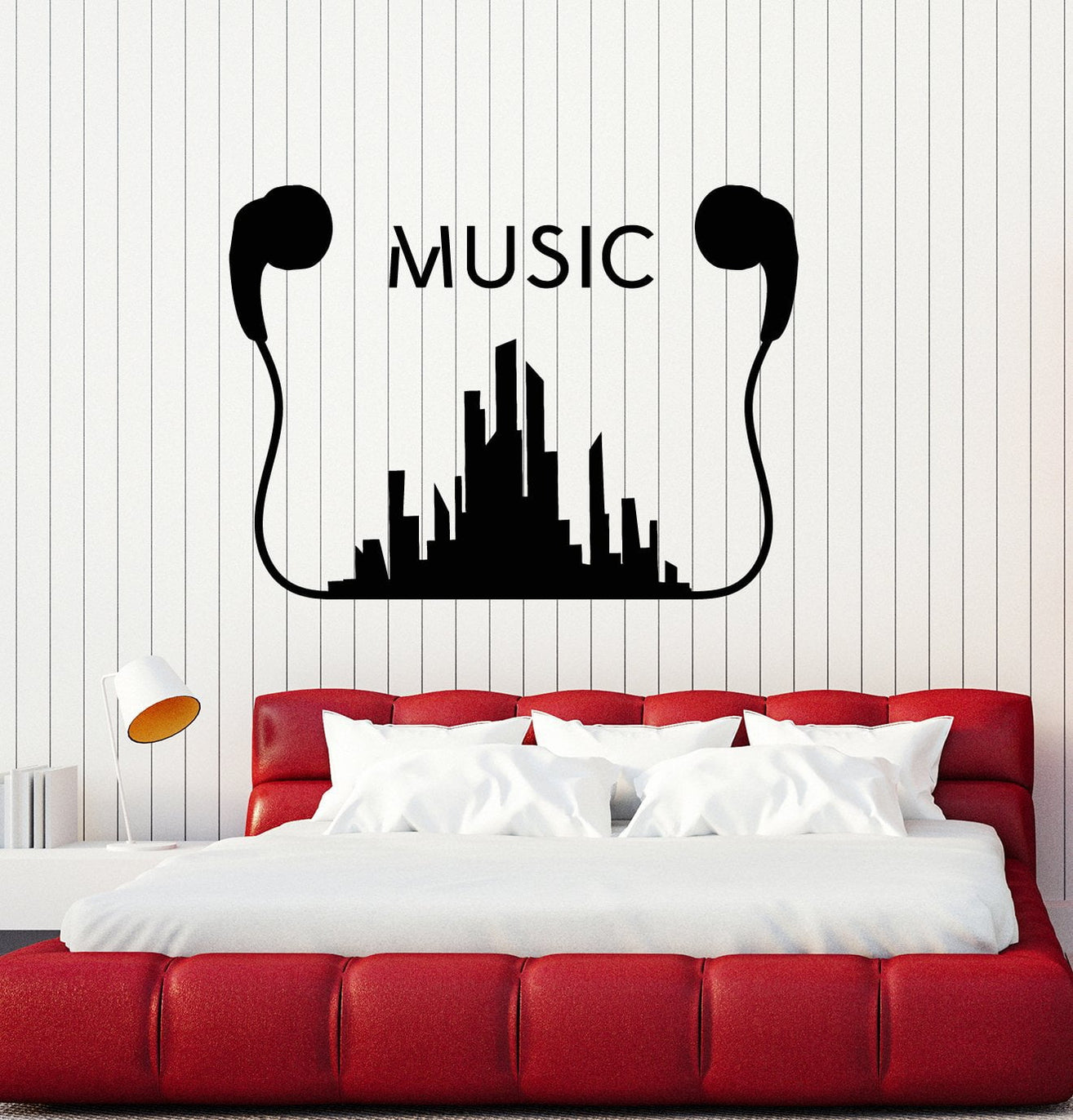 Vinyl Wall Decal Music Earphones Musical Art Urban Style Teen Room Sti ...