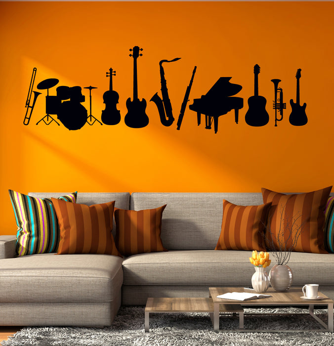 Musical Instruments Vinyl Wall Decal Decor for Music Shops Stickers Mural (k127)
