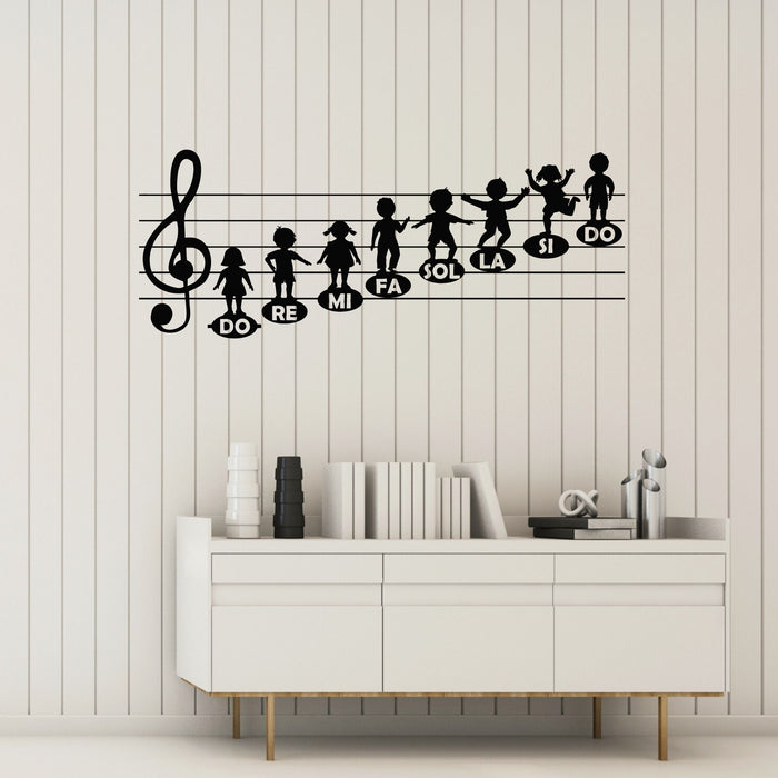 Vinyl Wall Decal Children Silhouette Musical Notes Music School Teacher Stickers Mural (g8231)