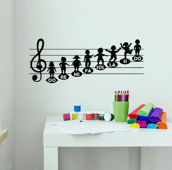 Vinyl Wall Decal Children Silhouette Musical Notes Music School Teache ...