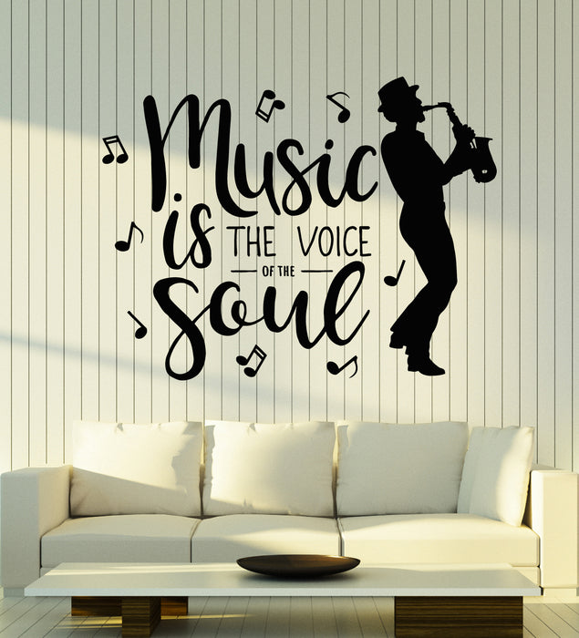 Vinyl Wall Decal Voice Soul Jazz Music Player Saxophone Stickers Mural (g3059)