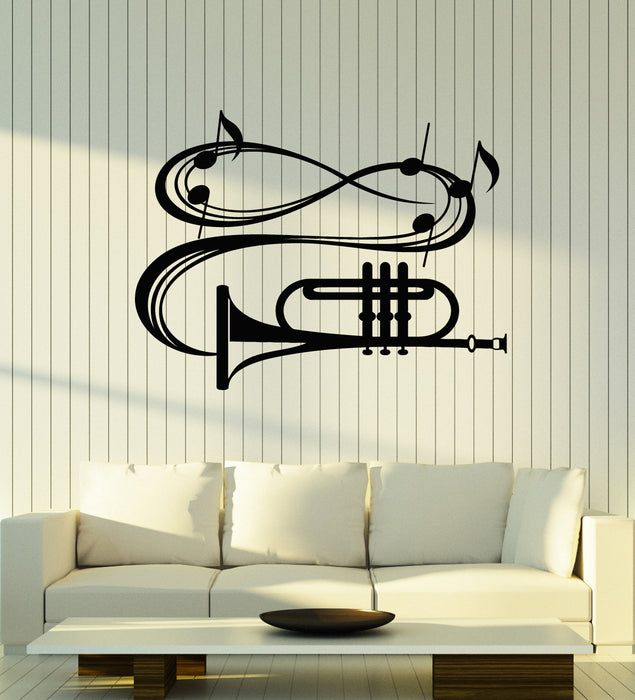 Vinyl Wall Decal Trumpet Musical Instrument Music Notes Stickers Mural (g3515)