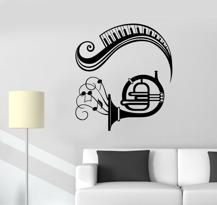 Vinyl Wall Decal Piano Horn Musical Instrument Music Notes Stickers Mural (g3516)