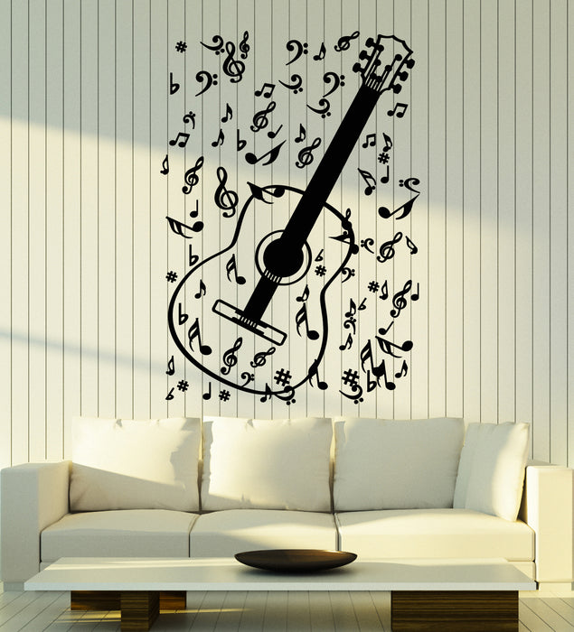 Vinyl Wall Decal Music Instrument Guitar Musical Notes Stickers Mural (g3522)