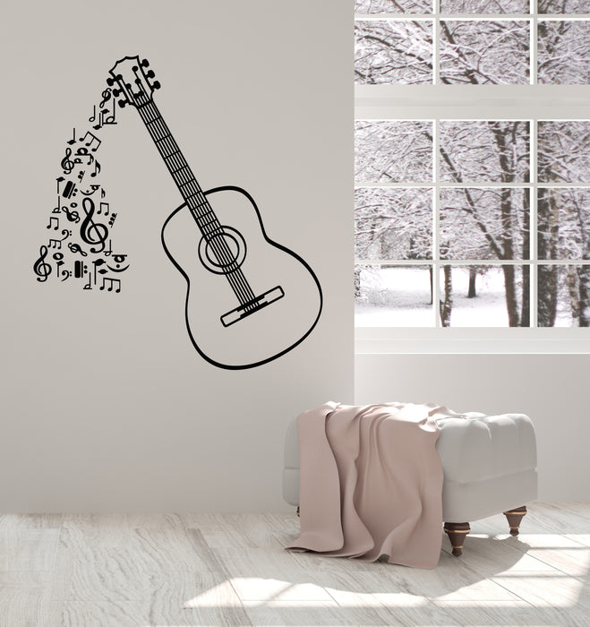 Vinyl Wall Decal Musical Notes Patterns Instrument Guitar Stickers Mural (g3545)