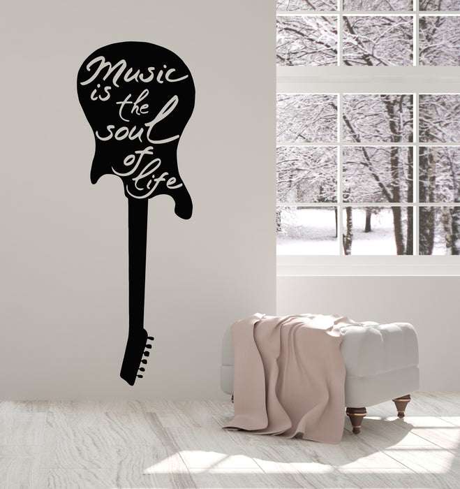 Vinyl Wall Decal Musical Quotes Soul Of Life Electric Guitar Stickers Mural (g5221)