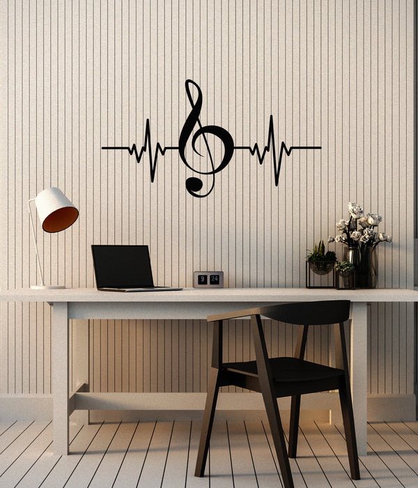 Vinyl Wall Decal Music Heartbeat Music My Life Treble Clef Stickers Mural (g7140)