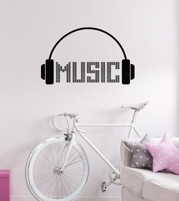 Vinyl Wall Decal Listening Music Headphones Night Club Teen Room Stickers Mural (g7322)