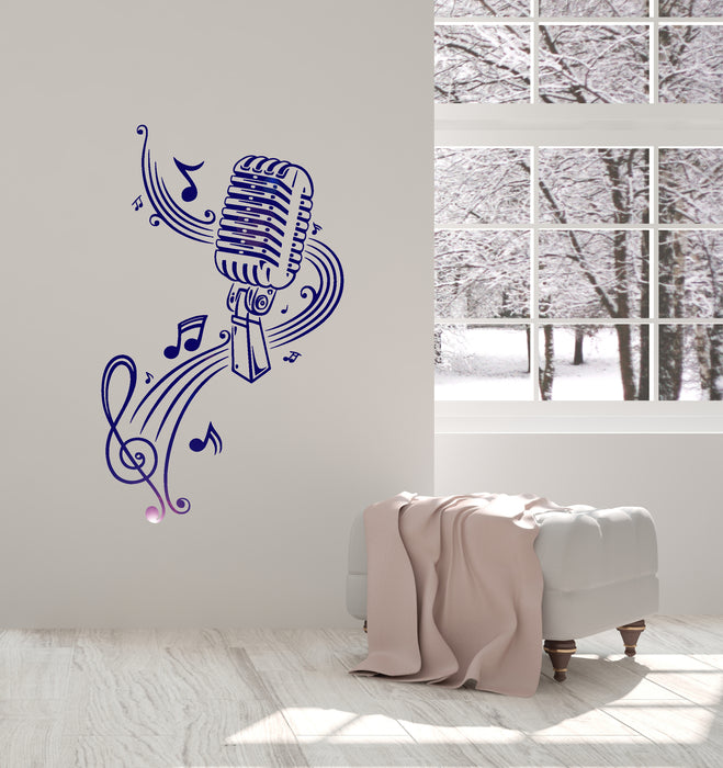 Wall Stickers Vinyl Decal Music Sheet Microphone Great Decor Karaoke Unique Gift (ig377)