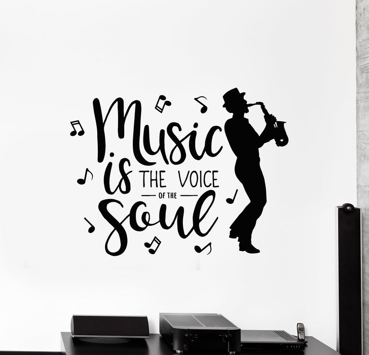 Vinyl Wall Decal Voice Soul Jazz Music Player Saxophone Stickers Mural (g3059)