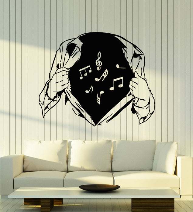Vinyl Wall Decal Musical Notes Abstract Man Hands Melody Stickers Mural (g3208)