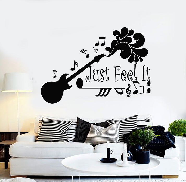 Vinyl Wall Decal Just Feel It Music Musical Notes Instrument Stickers Mural (g3218)