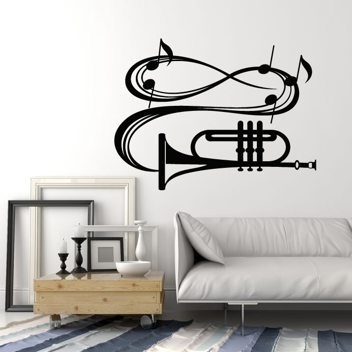 Vinyl Wall Decal Trumpet Musical Instrument Music Notes Stickers Mural (g3515)