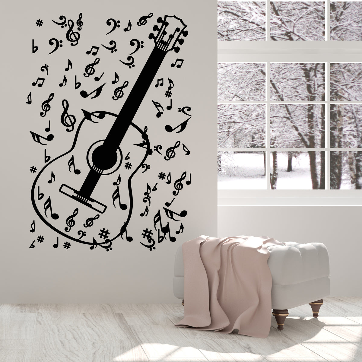 Vinyl Wall Decal Music Instrument Guitar Musical Notes Stickers Mural ...