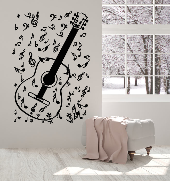 Vinyl Wall Decal Music Instrument Guitar Musical Notes Stickers Mural (g3522)