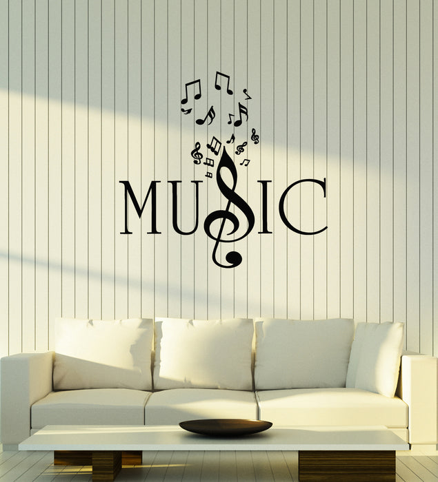 Vinyl Wall Decal Music Key Musical Notes Listening Melody Stickers Mural (g3593)