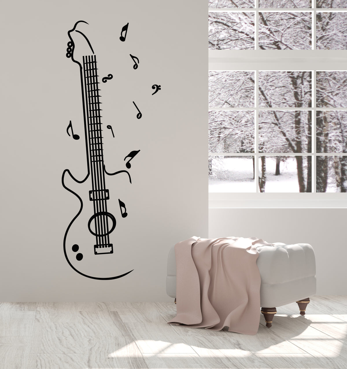 Vinyl Wall Decal Guitar Musical Instrument Music Notes Stickers Mural ...