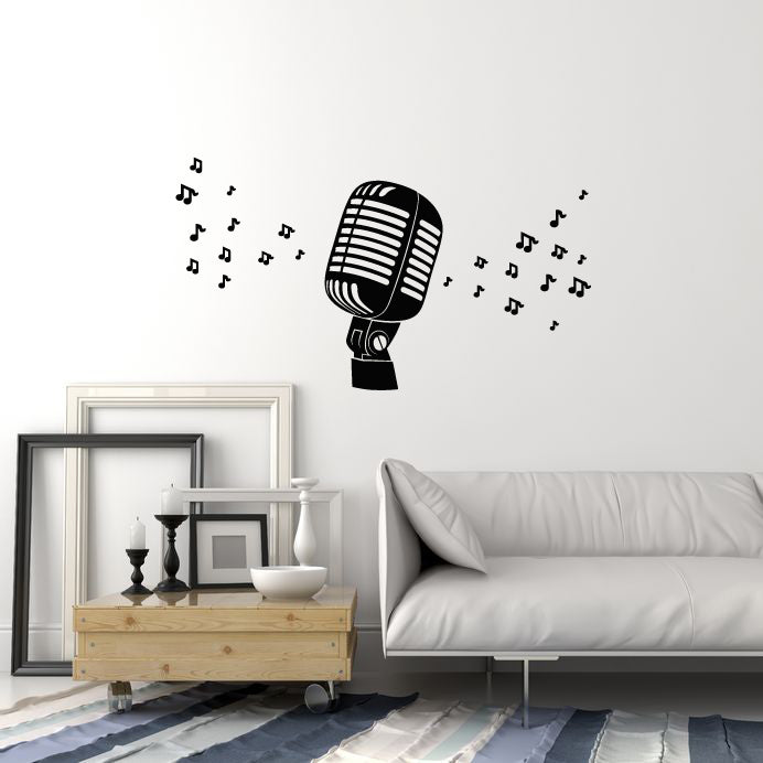 Vinyl Wall Decal Musical Notes Karaoke Microphone Singing Decor Stickers Mural (g4380)