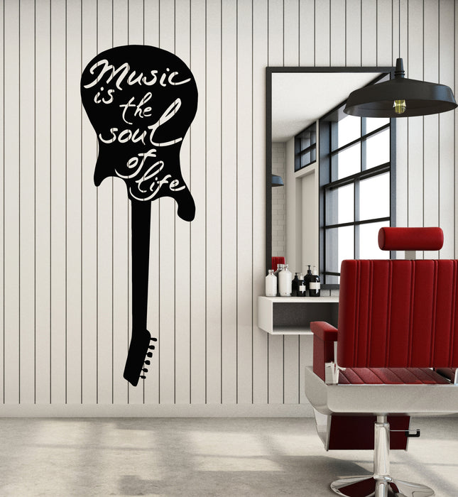 Vinyl Wall Decal Musical Quotes Soul Of Life Electric Guitar Stickers Mural (g5221)