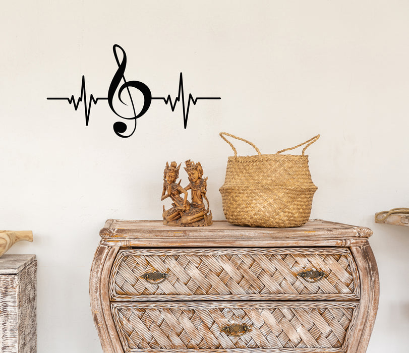 Vinyl Wall Decal Music Heartbeat Music My Life Treble Clef Stickers Mural (g7140)