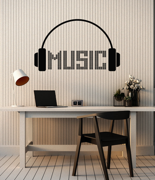 Vinyl Wall Decal Listening Music Headphones Night Club Teen Room Stickers Mural (g7322)