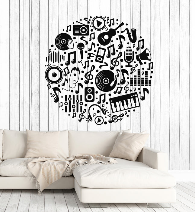 Vinyl Wall Decal Musical Note Music Love Sound Headphones Stickers Mural (g7825)