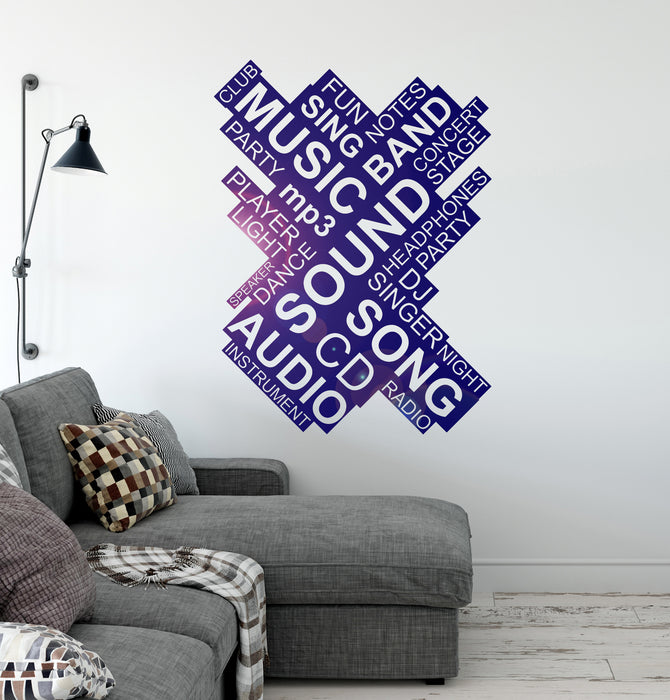 Vinyl Wall Decal Music Musical Words Cloud Singer Teen Room Decor Stickers Mural (ig6266)