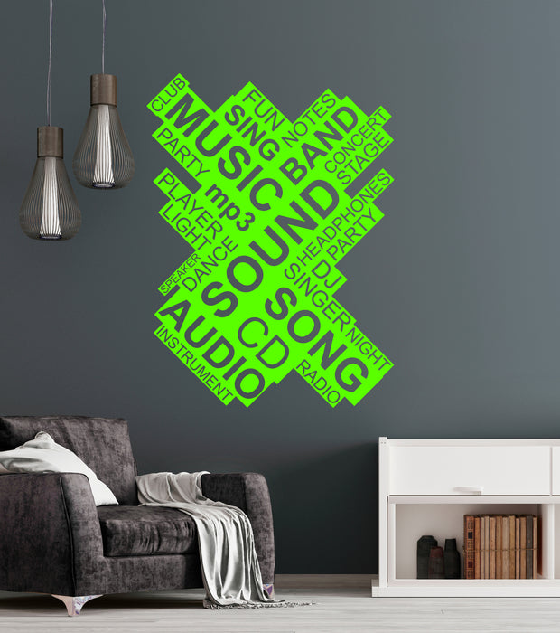 Vinyl Wall Decal Music Musical Words Cloud Singer Teen Room Decor Stickers Mural (ig6266)