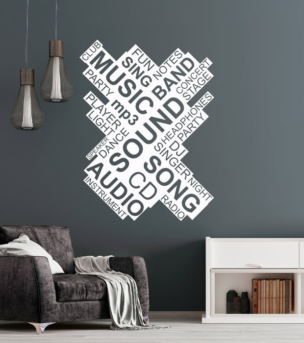 Vinyl Wall Decal Music Musical Words Cloud Singer Teen Room Decor Stickers Mural (ig6266)