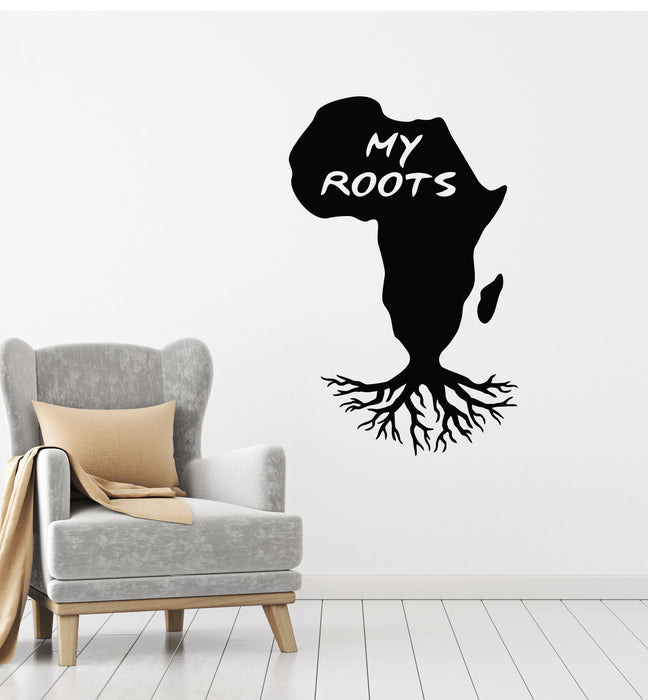 Vinyl Wall Decal Words My Roots African Continent Symbol Stickers Mural (g4333)