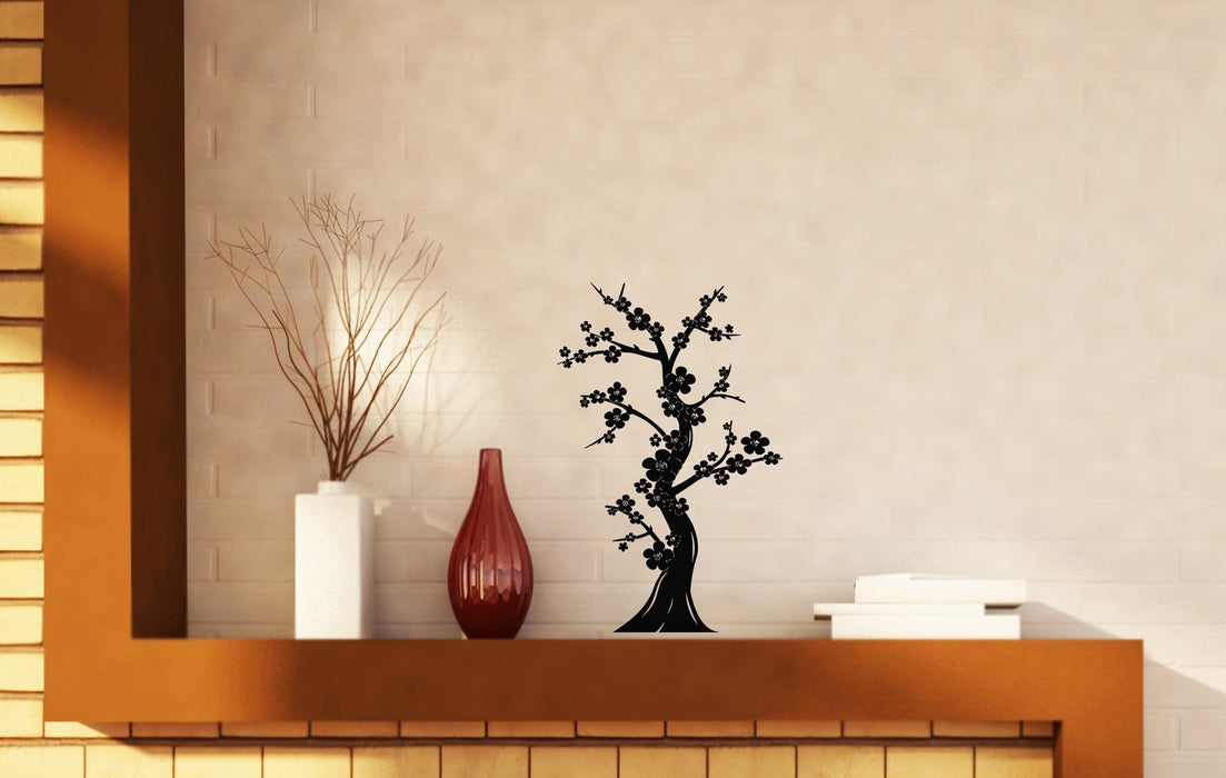 Wall Vinyl Decal Bonsai Tree Japanese Culture Abstract Nature Oriental Decor Sticker Unique Gift (n001)