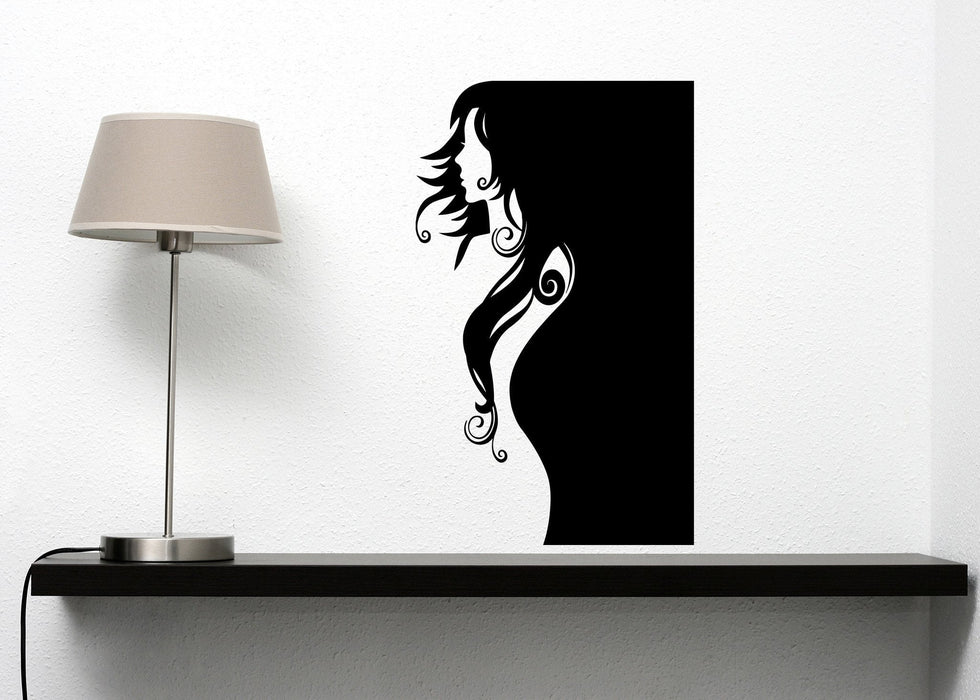 Vinyl Decal Beautiful Woman Portrait Wall Sticker Outline Beauty Sexy Girl Hair Weave Unique Gift (n004)