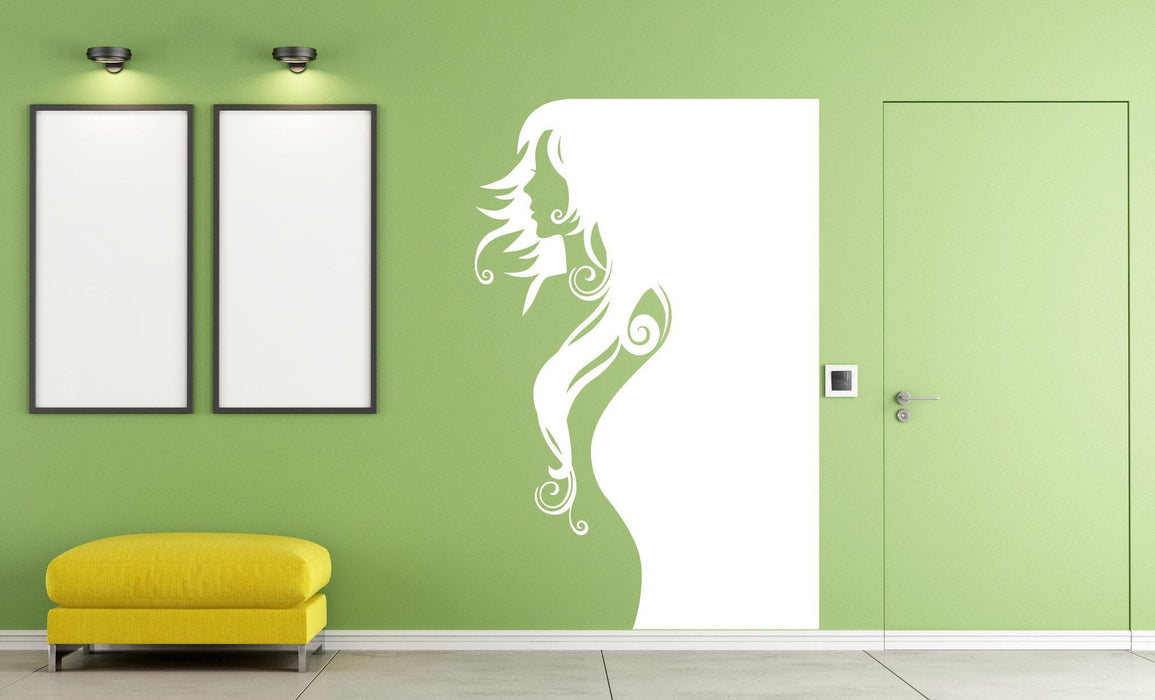 Vinyl Decal Beautiful Woman Portrait Wall Sticker Outline Beauty Sexy Girl Hair Weave Unique Gift (n004)