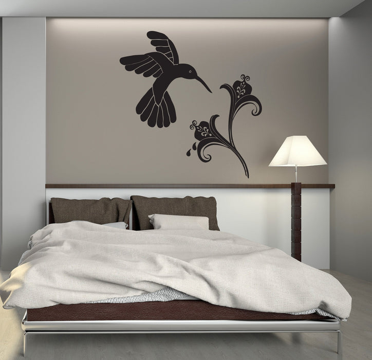Vinyl Decal Decor For Living Room Wall Stickers Bird and Flowers Styling Unique Gift (n005)