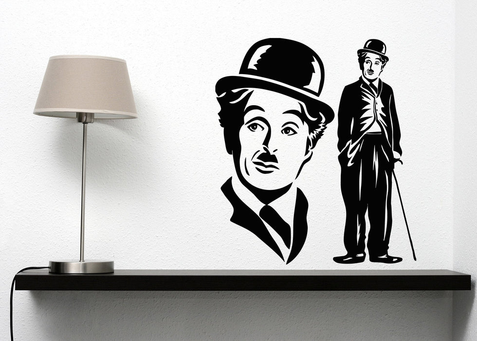 Vinyl Decal Cinema Decor Wall Stickers Comedian Charlie Chaplin Film Actor Writer Composer Director Hollywood Unique Gift (n009)