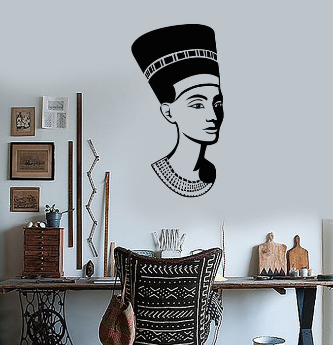 Wall Vinyl Sticker Nefertiti Pharaoh Ancient Egyptian Queen History Art Unique Gift (n070)