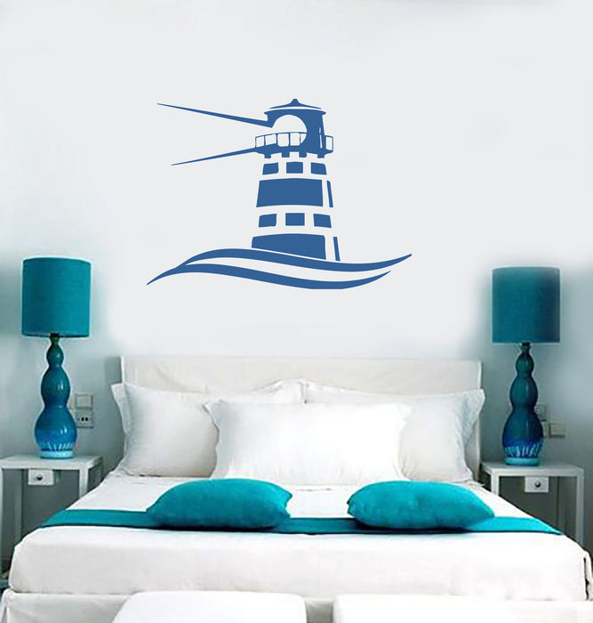 Wall Vinyl Sticker Decal Beacon Light Waves Sea Marine Ocean Beach House Unique Gift (n088)