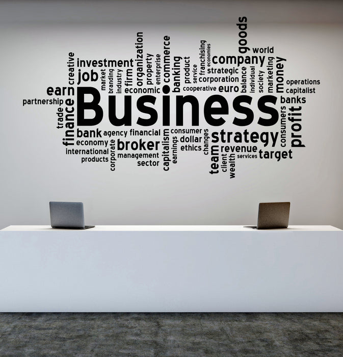 Large Vinyl Decal Business Words Clouds Job Strategy Bank Wall Sticker Unique Gift (n1011)