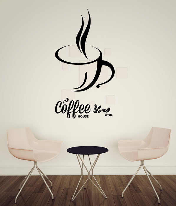 Large Vinyl Decal Coffee Cup Coffee Beans Cafe Bar Kitchen Wall Sticker Decor (n1020)