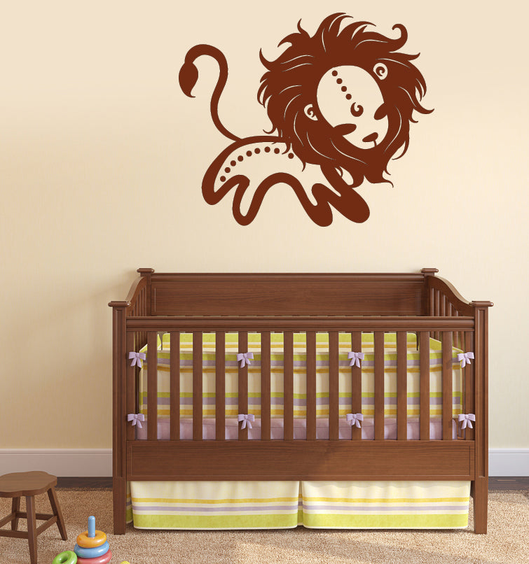 Large Wall Vinyl Decal Vintage Animals Funny Lion Kids Home Decor (n10 ...