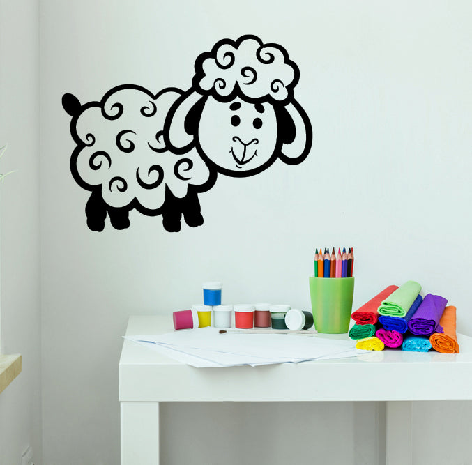 Большая настенная наклейка с изображением животных и символов, забавная маленькая детская виниловая наклейка с изображением ягненка (n1035)