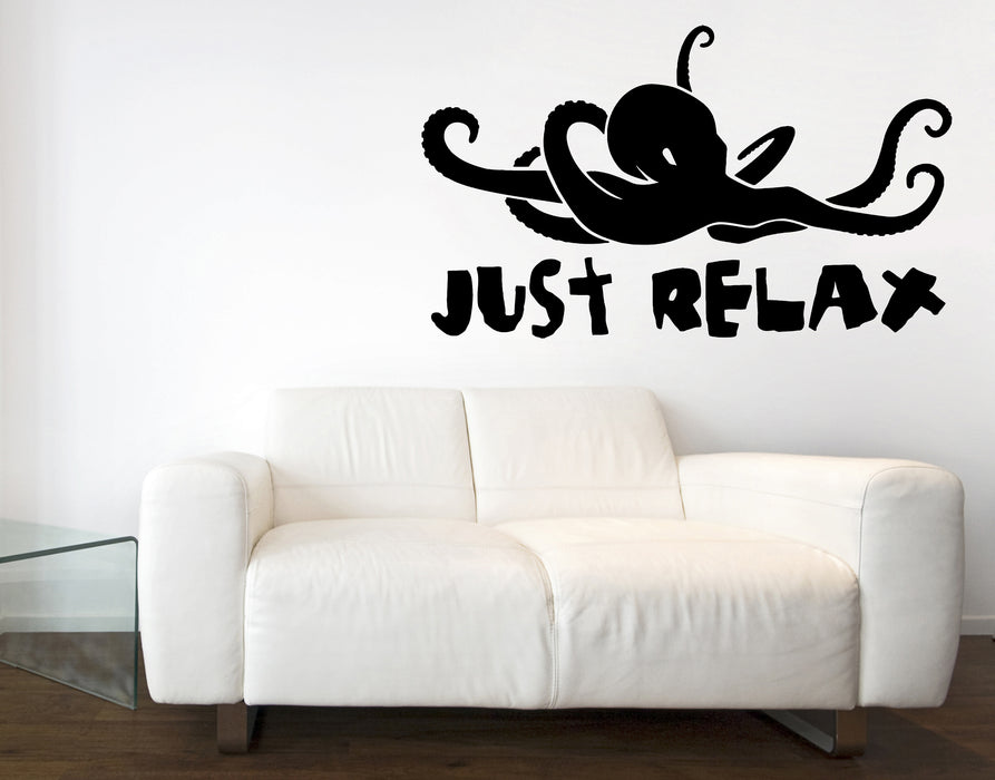 Large Wall Decal Beach Labels Stickers Octopus Animal Nautical Vinyl Sticker (n1055)