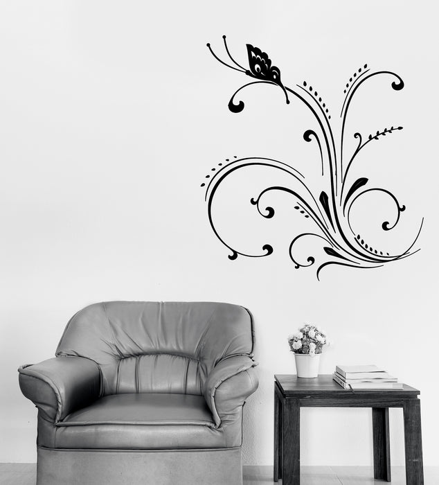 Large Wall Decal Butterfly Floral Ornament Home Interior Vinyl Decor (n1084)