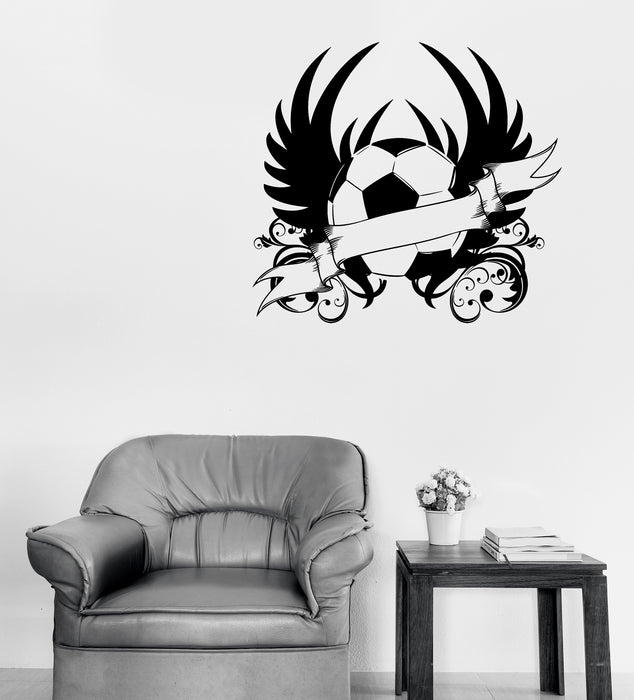 Grand autocollant mural en vinyle avec logo de l'équipe de football, décoration sportive de football (n1091)