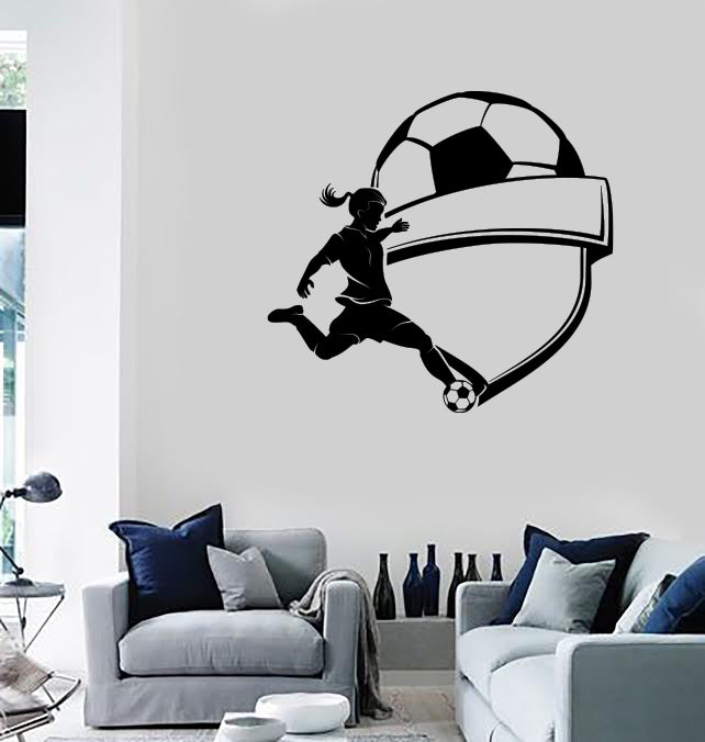 Large Vinyl Wall Decal Girl Soccer Ball Football Sticker Decor (n1101)