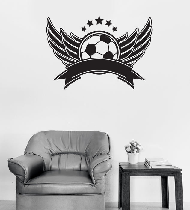 Large Wall Vinyl Decal Sport Sticker Soccer Ball ang Wing Fan Club Decor (n1103)