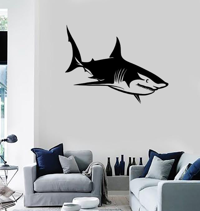 Large Wall Vinyl Decal Dangerous Sea Animal Shark Mural Decor (n1114)